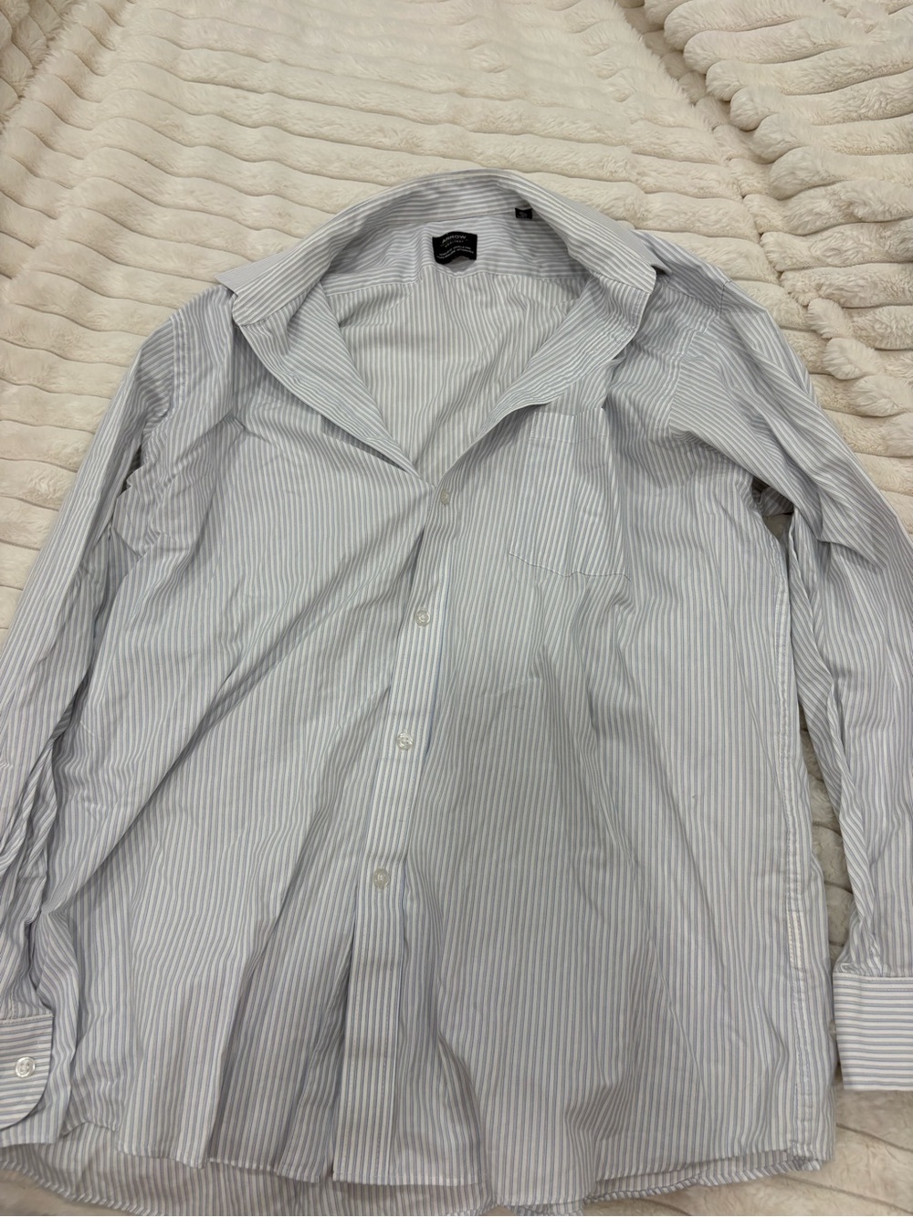 Arrow Men's Blue and White Pinstripe Dress Shirt